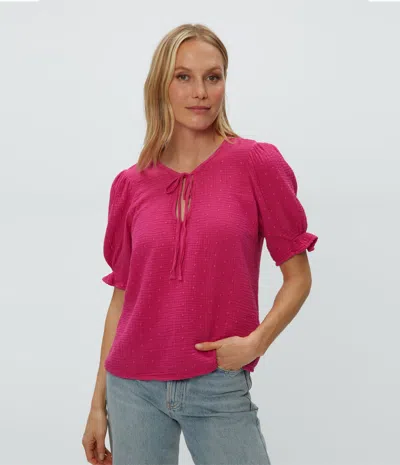 Michael Stars Genevieve Puff Sleeve Top In Pitaya
