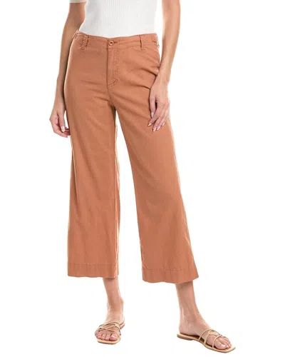 Michael Stars Geraldine Straight Leg Linen-blend Pant In Brown