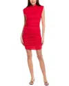 Michael Stars Gia Mock Neck Power Shoulder Dress In Tamale Red