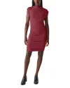 Michael Stars Gia Ribbed Power Shoulder Dress In Carmine In Carmine