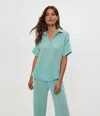 Michael Stars Gigi Gauze Popover Top In Green