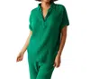 Michael Stars Gigi Gauze Popover Top In Green