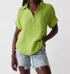 Michael Stars Gigi Gauze Popover Top In Lettuce In Multi