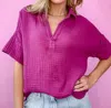Michael Stars Gigi Gauze Popover Top In Ultra Violet In Multi