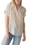 Michael Stars Gigi Gauze Popover Top In White
