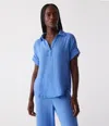 Michael Stars Gigi Gauze Popover Top In Salt Water