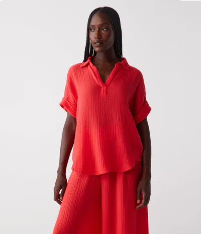 Michael Stars Gigi Gauze Popover Top In Spritz