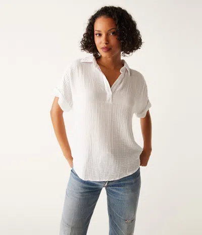 Michael Stars Gigi Gauze Popover Top In Tangerine