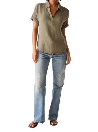 Michael Stars Gigi Popover Top In Olive In Green