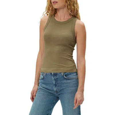 Michael Stars Gina Ribbed Crop Tank In Green