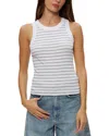 Michael Stars Gina Stripe Rib Tank In White