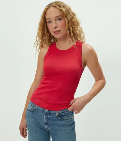 Michael Stars Gina Ribbed Crop Tank In Red