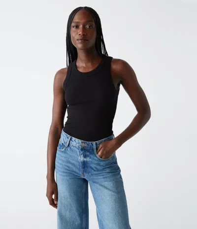 Michael Stars Gina Ribbed Crop Tank In Blue