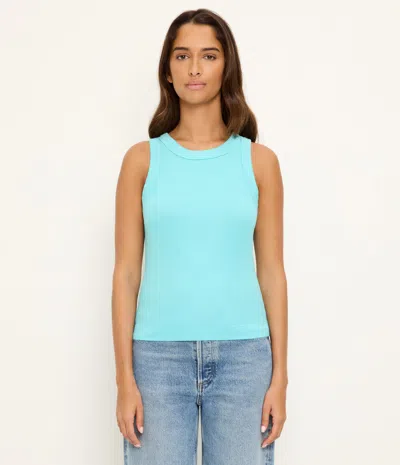 Michael Stars Gina Ribbed Crop Tank In Blue