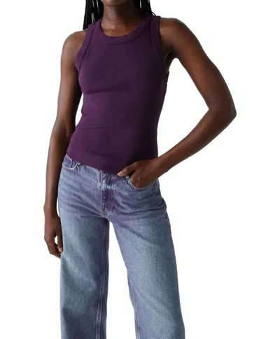 Michael Stars Gina Ribbed Crop Tank In Glimmer In Purple