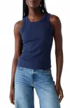 Michael Stars Gina Ribbed Crop Tank In Nocturnal In Blue