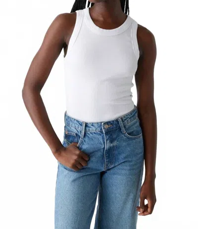 Michael Stars Gina Ribbed Crop Tank In White