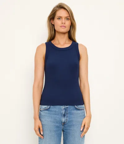 Michael Stars Gina Ribbed Crop Tank In Nocturnal In Blue