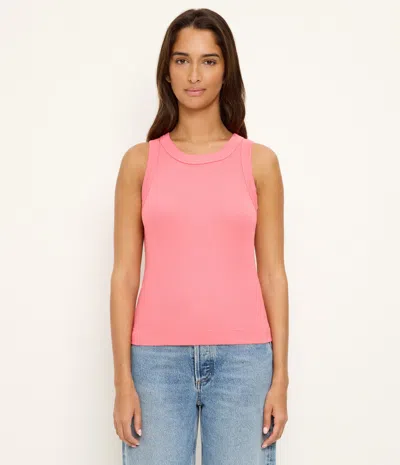 Michael Stars Gina Ribbed Crop Tank In Pink