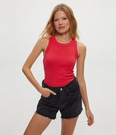 Michael Stars Gina Ribbed Crop Tank In Red