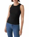 Michael Stars Gina Ribbed Crop Tank Top In Black In Black