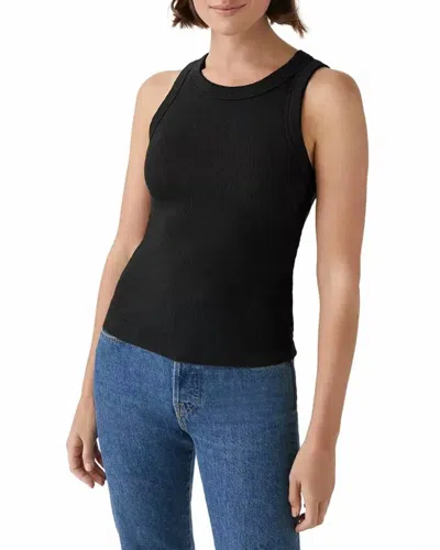 MICHAEL STARS GINA RIBBED CROP TANK TOP IN BLACK