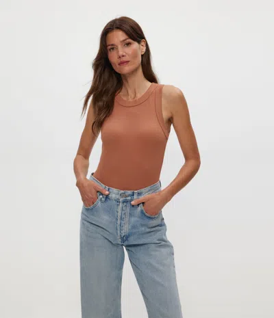 Michael Stars Gina Ribbed Crop Tank In White