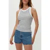 Michael Stars Gina Striped Ribbed Crop Tank In Multi