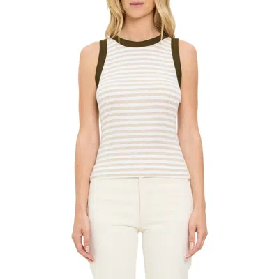 Michael Stars Gina Stripe Rib Tank In Neutral