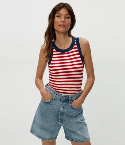 Michael Stars Gina Stripe Ribbed Crop Tank