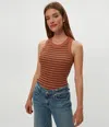 Michael Stars Gina Striped Ribbed Crop Tank In Brown