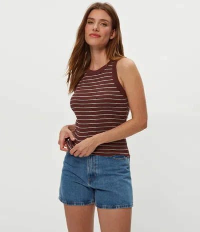 Michael Stars Gina Striped Ribbed Crop Tank In Brown