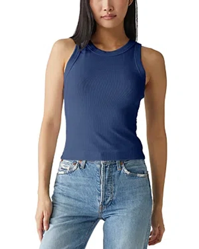 Michael Stars Gina Ribbed Crop Tank In Nocturnal In Blue