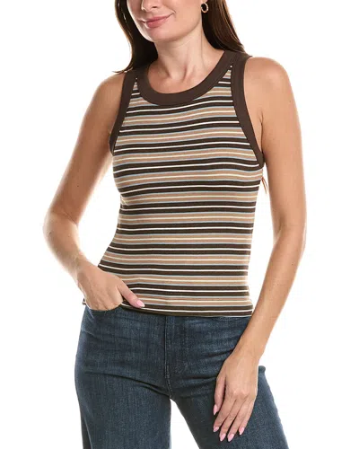 Michael Stars Gina Wide Binding Crop Tank Top In Brown