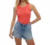 Michael Stars Gina Wide Binding Crop Top In Persimmon In Red
