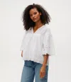 Shop Michael Stars Gloria Eyelet Flutter Top