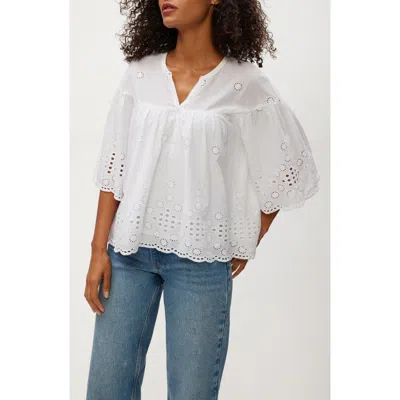 Michael Stars Gloria Flutter Sleeve Eyelet Top