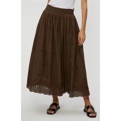 Michael Stars Grace Embroidered Eyelet Cotton Midi Skirt