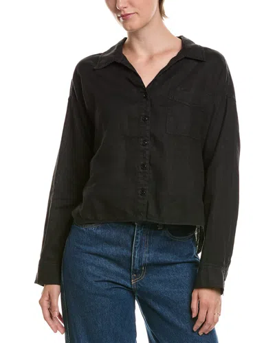 Michael Stars Gracie Crop Button Down Shirt In Blue