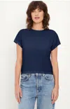 Michael Stars Grayson Supima Slub Crop Crew Tee In Nocturnal In Blue