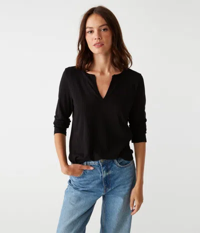 Michael Stars Hailie Rib Mixed Tee In Black
