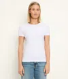 Michael Stars Haley Fine Binded Cotton T-shirt In White