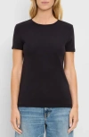 Michael Stars Haley Fine Binded Cotton T-shirt In Black