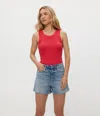 Michael Stars Halley Ribbed Tank With Ruching
