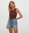 Michael Stars Halley Ribbed Tank With Ruching