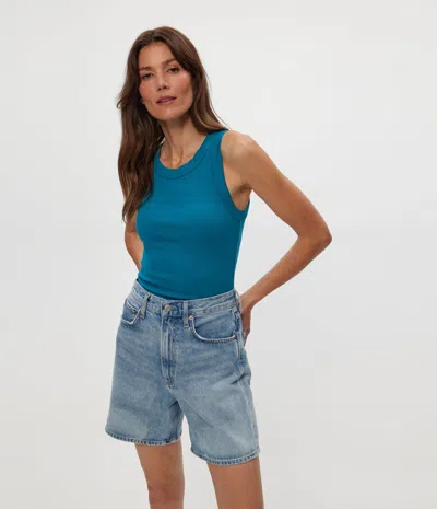 Michael Stars Halley Ribbed Tank With Ruching
