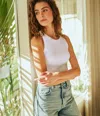 Michael Stars Halley Ribbed Tank With Ruching