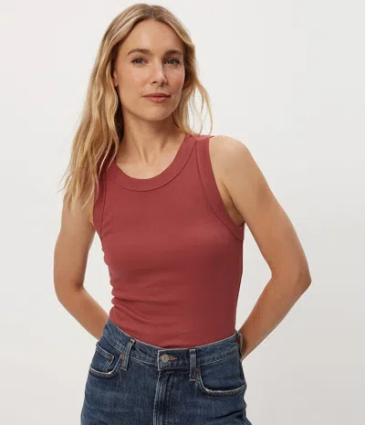 Michael Stars Halley Ribbed Tank With Ruching In Brown