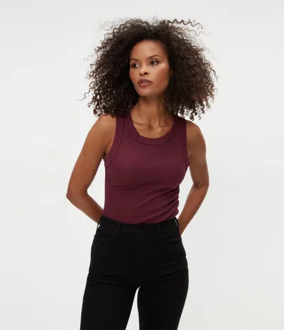 Michael Stars Halley Ribbed Tank With Ruching In Beetroot