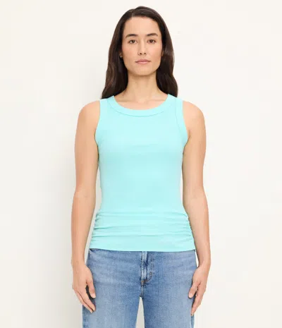 Michael Stars Halley Ribbed Tank With Ruching In Blue